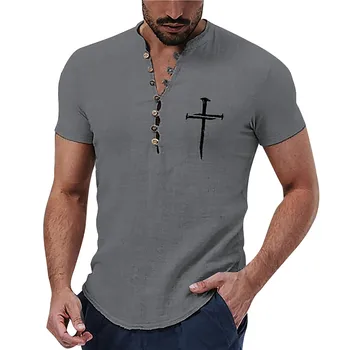 2023 Moda Camasa Barbati Casual Floral Grafic de Imprimare Tricouri cu Guler de Stand în aer liber Strada Maneca Scurta pentru Bărbați Îmbrăcăminte Combinezon Homme