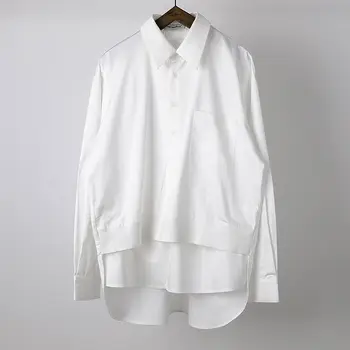 2023 Moda coreeană Cămăși Albe, pentru Bărbați Primăvară Toamnă Polo Neck Maneca Lunga Bluza Barbati Casual Lejere Tricou Cuplu Trend