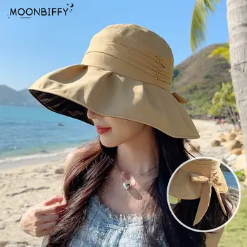 2023 Noi Femei Pălărie Găleată Solid Stil Panama Capace de Despicare Culoare Lux Pălărie Pescar Doamnelor Pălărie de Vară, Soare, Călătorie Plaja Hat