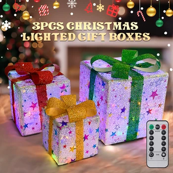 2023 Noi cu LED-uri de Crăciun Luminat Cutii Cadou Set Cu Ornament Și Arcul Festiv Decor Interior și Exterior cu Iluminare Uimitoare