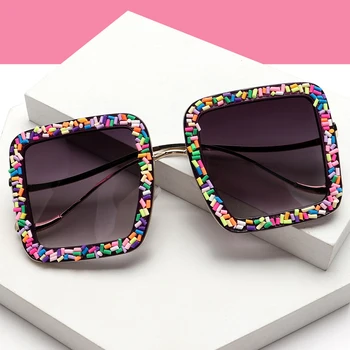 2023 Noua Moda DIY Bomboane Drăguț Petrecere ochelari de Soare pentru Femei Brand Vintage Square Ochelari de Soare Femei Bărbați Hip Hop Nuante Oculos Gafas