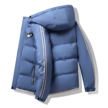 2023 Toamna iarna barbati bumbac căptușit jacheta cu dungi cu fermoar cu gluga jacheta Fashion trend palton casual pentru bărbați haina