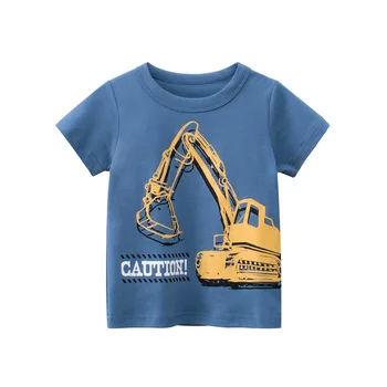 2023 Vara Noi Excavator T-Shirt Băieți Și Fete Desene Animate Print Top De Bumbac Cu Maneci Scurte O-Gât Haine Pentru Copii Dropshipping