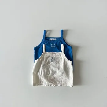 2023 Vara Nou Copil Drăguț Smiley Imprimare Sling Vesta De Bumbac Fetiță Fără Mâneci Tricouri Respirabil Copilul Tee Haine Pentru Copii