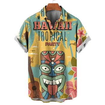 2023 Vara Print supradimensionat elegant, Cămașă Hawaiană pentru Oameni Maya Tricou Bărbați ' s Beach maneca Scurta tricou Respirabil de sus