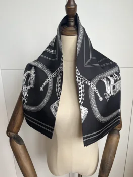 2023 new sosire moda elegant clasic negru 100% eșarfă de mătase 90*90 cm pătrat șal diagonal wrap pentru femei lady fata cadou