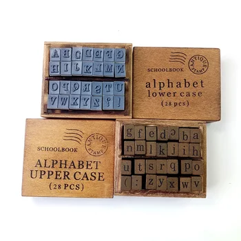 28 Buc/set Vintage DIY Multi Scop Scrisoare Alfabet Schoolbook Timbru din Lemn Set Stampile Set Cutie de Lemn 2 Stil Pentru a Alege