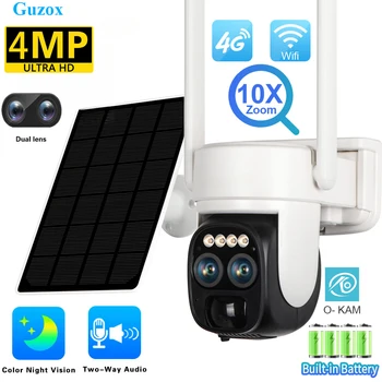 2K Dual Lens PTZ Wifi Solar Camera Zoom 10X PIR de Detectare Alarma rezistent la apă în aer liber, 2-way Audio Camera de Securitate