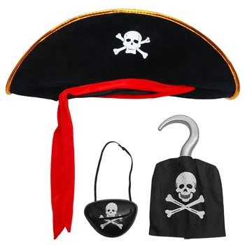 3 Buc Palarie De Pirat Set Petrecere Costum De Halloween Accesorii Elemente De Recuzită De Îmbrăcăminte Pentru Băieți Ochi Cosplay Copil Mascaradă Masca