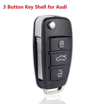 3 Butonul de Pliere Flip Telecomanda Cheie Auto Shell Fob pentru Audi A2 A3 A4 A6 A6L A8 Q7 TT Cheie Capac Caz de Înlocuire