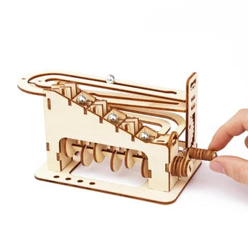 3D din Lemn Marble Run Puzzle Jucarii Copii Minge de Fier Mecanic Piesa de Constructii Montaj Model Pentru a Construi DIY Montessori Jigsaw