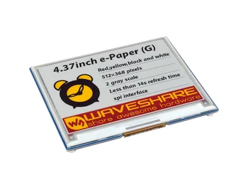 4.37 inch E-Paper (Modulul G), 512 × 368, Rosu/Galben/Negru/Alb Putere mică, Unghi Larg de Vizualizare, Hârtie, Cum ar fi