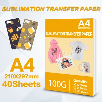 40 de Foi de Sublimare, Transfer Termic Hârtie A4 210*297mm pentru Inkjet Printer Tesatura Hârtie de Transfer pentru Haine DIY Cupa Caz de Telefon