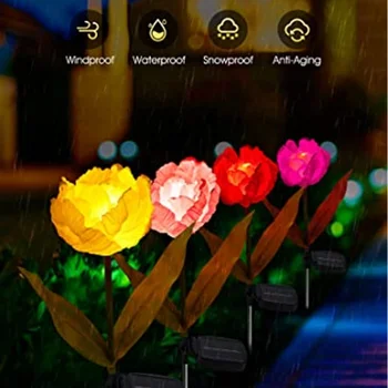 4buc LED lumini Solare de Gradina de flori în aer liber Lămpi Floare de Lalea mai Mare Panou rezistent la apa Folosit Pentru masina de Canal Festivalul de Decor
