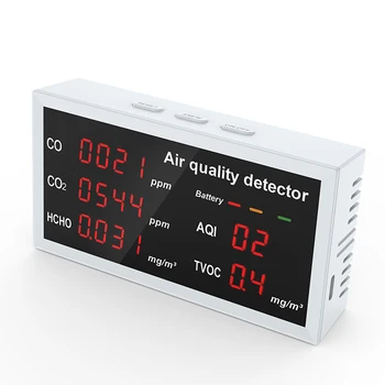 5 in 1 Multifunctional Detector LED Display CO CO2 HCHO TVOC AQI Monitor Detector de Calitate a Aerului Interior în aer liber, Birou de Aer Detector