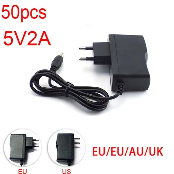 50pcs 5V 2A 2000 ma AC-DC Adaptor de alimentare 100V-240V Converter încărcător de perete 5.5 mm x 2.1 mm pentru Benzi cu LED-uri de Lumină aparat de Fotografiat CCTV