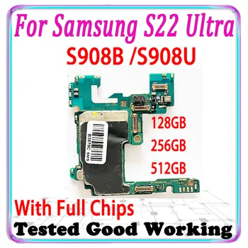 512GB Pentru Samsung Galaxy S22 Ultra S908B S908U Placa de baza 256GB / 128GB Original, Deblocat, Placa de baza Cu Chips Integral SM-S908BE