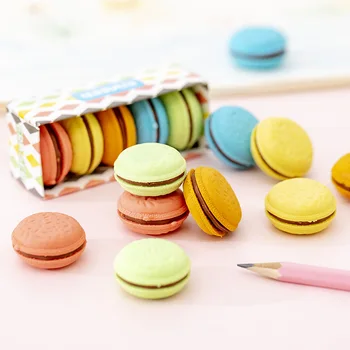 5pcs Creative Papetărie Macaroon Culoare Sandwich Cookie-uri Eraser Creative Drăguț Copii de Școală Elementară Eraser Copii Cadouri