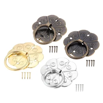 5pcs/lot Inel Ocupe Forma de Floare Trage Antic de Bronz Aur Argint Prune Buton Rotund 30mm/1.18 inch Mini w/Cuie Bucatarie Baie