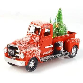 6.7 Inch Epocă Camion Roșu Decor de Crăciun lucrate Manual de Metal Roșu Camion de Modelul de Masina pentru Decor de Crăciun,C