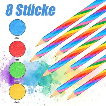 8 Bucati De Culoare Curcubeu Creion Multifuncțional Instrument De Pictură Pentru Copii Graffiti Colorate Creioane Școală Accesorii De Petrecere, Cadou