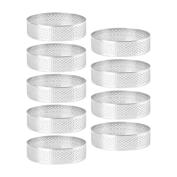 9 Bucăți Rotunde De Tarta Inel, Mousse De Inele, Din Oțel Inoxidabil Rezistent La Căldură Perforate Spuma Inele Metalice Rotunde Inel De Mucegai