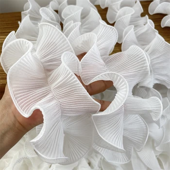 9CM Larg Alb 3D Cutat Șifon Material Brodate cu Franjuri Panglică Dantelă Guler Zburli Asieta Rochii DIY Cusut Decor