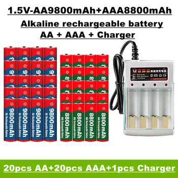 AA+AAA baterie reîncărcabilă, 1.5 V 9800 MAH /8800 MAH, potrivite pentru control de la distanță, jucarii, ceasuri, aparate de radio și alte + încărcătoare