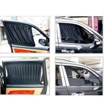 Accesorii UV 2 buc Kit Universal Auto Reglabil Van SUV VIP Cortina Parasolar Visor 50*39cm Vehicul Negru