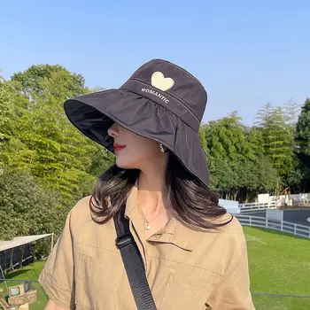 Adeziv negru Soare Pălărie de Protecție de sex Feminin Excursie de Vară Mare Refuz de Protecție UV Găleată Pălărie de Moda All-Meci Umbrelă de soare, Palarie de Soare