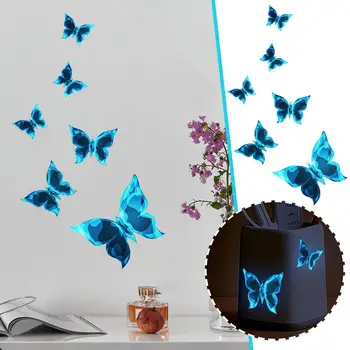 Albastru Fluture Luminoase Autocolante de Perete Camera Accesorii Decor Autocolant de Desene animate Pentru Aniversari zile de Nastere Paster Acasă D E7F5