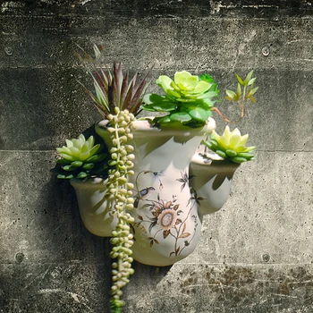 American Grădină Agățat de Perete Vaze Ceramice montate pe Perete Cărnoase Plantare Vase Restaurant Home 3D pictura Murala de Perete Meserii, Decorare de Arta