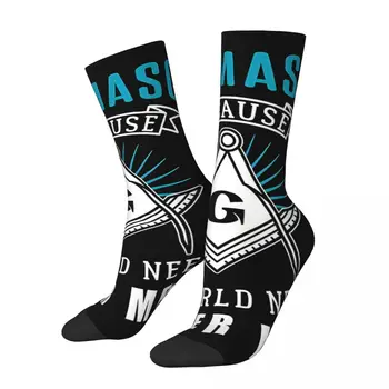Amuzant Bărbați Șosete Secretul Masonic Societatea Retro Mason Street Style Novelty Crew Sock Cadou Model Imprimat