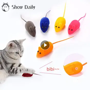 Amuzant Ceas De Primăvară De Pluș Mouse-Ul Jucărie De Cauciuc Jucărie Pisica Sunet Flocking Rat Forma Jucării Realist Pisică Câine De Provizii De Culoare Aleatorii Jucarii