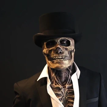 Amuzant Masca Craniu Infricosator Teroare Anonim Magician Cosplay Ascunde Fantoma De Halloween Latex Carnaval Cardanic Fata La Festivalul Masca Fantezie