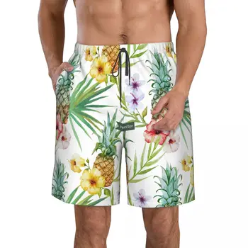 Ananas Imprimare 3D de Vară pentru Bărbați pantaloni Scurți de Plajă Hawaiiană Stil Liber Cordon Acasa pantaloni Scurți
