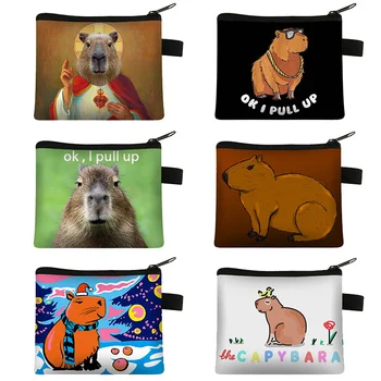 Animale Capybara Tipărirea De Monedă Pungă Femei Portofele Card De Credit Cheie Cască Titularul Cardului De Credit Sac Titularul Casual Saci De Bani Cadou