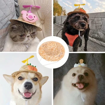 Animale de Companie mici Pălărie de Paie Minunat Costum de Pălărie pentru Câini Puppy Mini Găleată Pălărie de Vară Capac de Protecție pentru Câini Fata Băieți 87HA