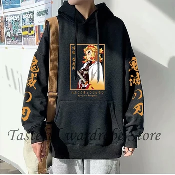 Anime Demon Slayer Hoodie Bărbați Femei Kyojuro Rengoku Tricou Iarna Streetwear Supradimensionate Y2k Liber Casual, Pulovere