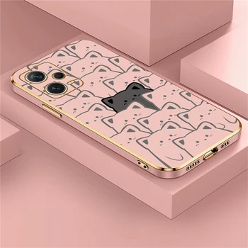 Anime amuzant Pisica Telefon Caz Pentru Xiaomi Redmi Nota 12 11 10 9 8 7 9M 4 Pro MAX Silicon Moale Placare Acoperi Funda