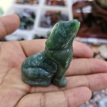 Apa iarbă Câine Statuie Minerale Vindecare Piatra Figurina Animal de Sculptură în Cristal Ornament de Energie Carft Acasă Decorare Cadouri