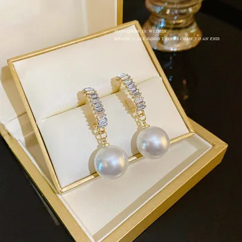 Argint 925 Ac Strălucitoare de Cristal Perla Picătură Cercei Pentru Femeile coreeană Bijuterii 2023 Trend de Lux Femei Zircon Cercei 2Z40
