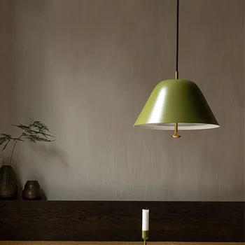Art Led-Uri Candelabru Lampă De Pandantiv Lumina În Cameră Decor Nordic Epocă Tabelul Agățat Daneză Retro Decor Sens Bar Rotund Verde