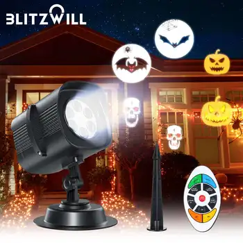 BLITZWILL de Craciun Petrecere de Halloween Lumini Fulg de nea cu Laser Proiector Led Lumina de Scena Rotativă Xmas Model în aer liber, Vacanță, Lumina