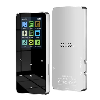 Bluetooth MP3, MP4 Player-8G HiFi Music Player Acceptă Card,FM cu Alarma Ceas cu Pedometru E-Book Built-in Speaker-Argint