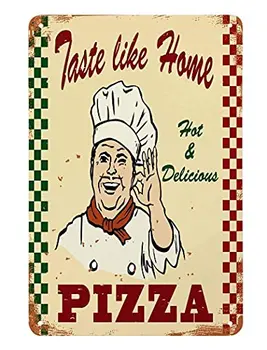 Bucătar Italian Saruta Degetele cu Gust de Pizza Poster de Perete Tin Semn de Epocă GRĂTAR, Restaurant Cina, Room Cafe Shop Decor
