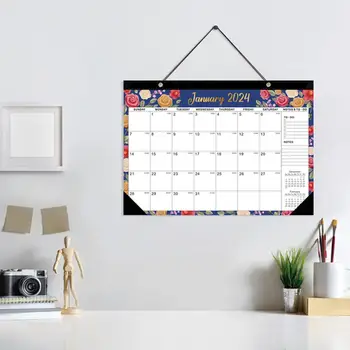 Calendar de perete 18 Luni 2024.1-2025.6 engleză Desktop Hârtie Durabil Ușor de citit, Multi-scop Calendar