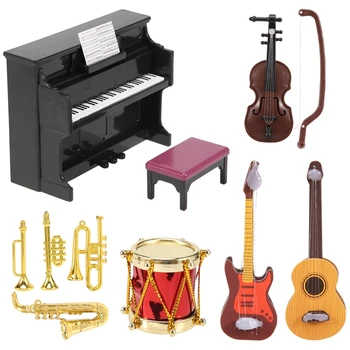 Casă De Păpuși În Miniatură Instrument Muzical Set Mini Casă De Păpuși, Instrumente Muzicale Model De Casă De Păpuși Doll Accesorii Decor