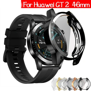 Caz TPU Pentru Huawei Watch GT 2 46MM/42MM Trupa Ceas GT/GT2 Pro Moale Placat cu Toate-în Jurul valorii de Ecran Protector de Acoperire Coajă Bara de Cazuri