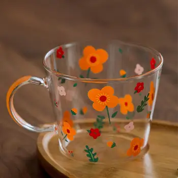 Ceașcă din sticlă Rezistente la Căldură, cu Mâner Cupe de Băut Cana de Ceai Drinkware Cana pentru Apa de Călătorie cu mic Dejun Cafea Fierbinte Băutură